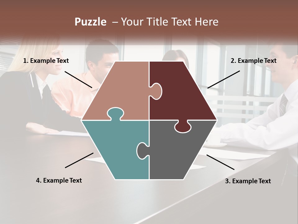 A Group Of Business People Sitting Around A Conference Table PowerPoint Template
