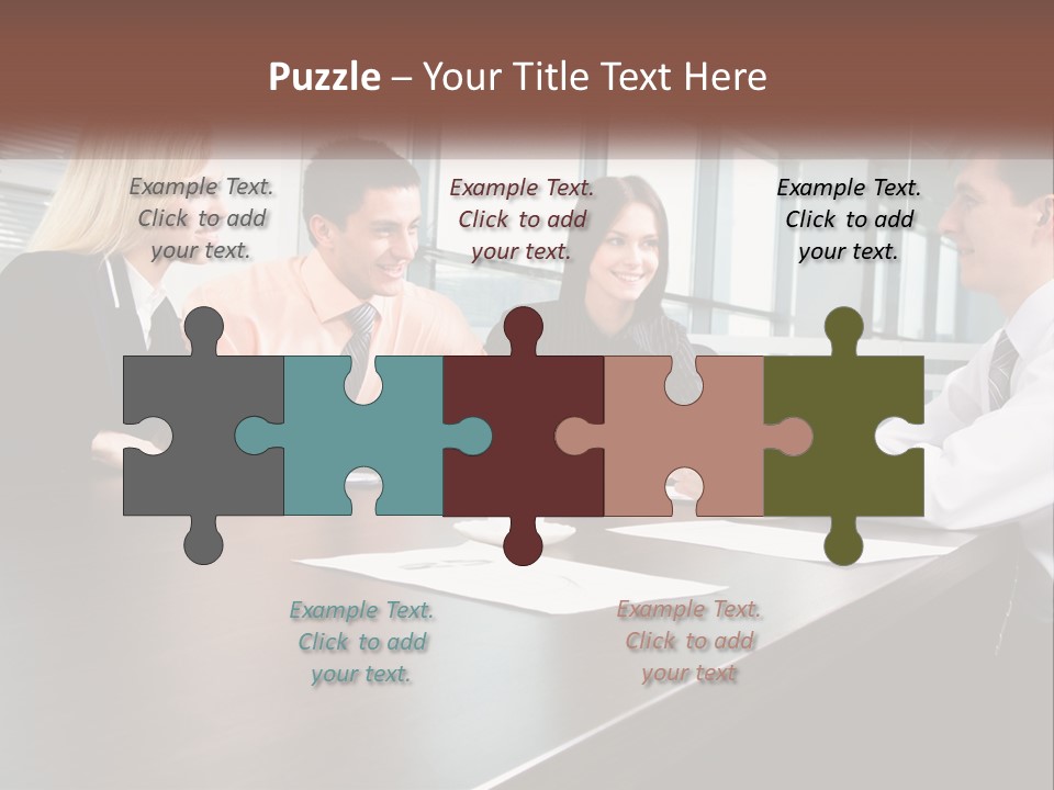 A Group Of Business People Sitting Around A Conference Table PowerPoint Template