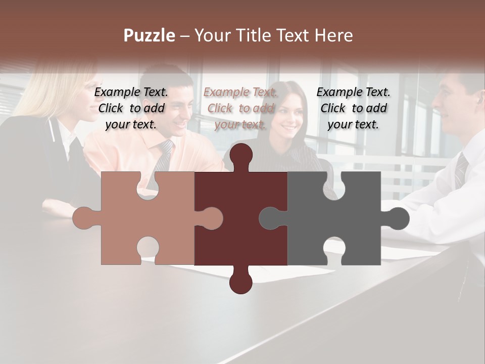 A Group Of Business People Sitting Around A Conference Table PowerPoint Template