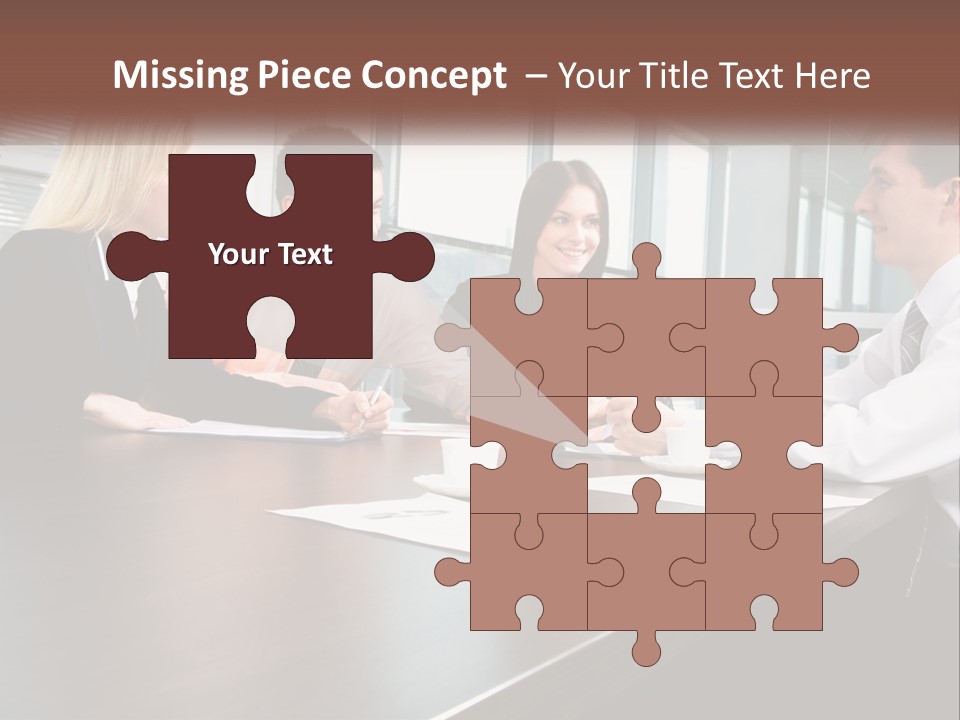 A Group Of Business People Sitting Around A Conference Table PowerPoint Template