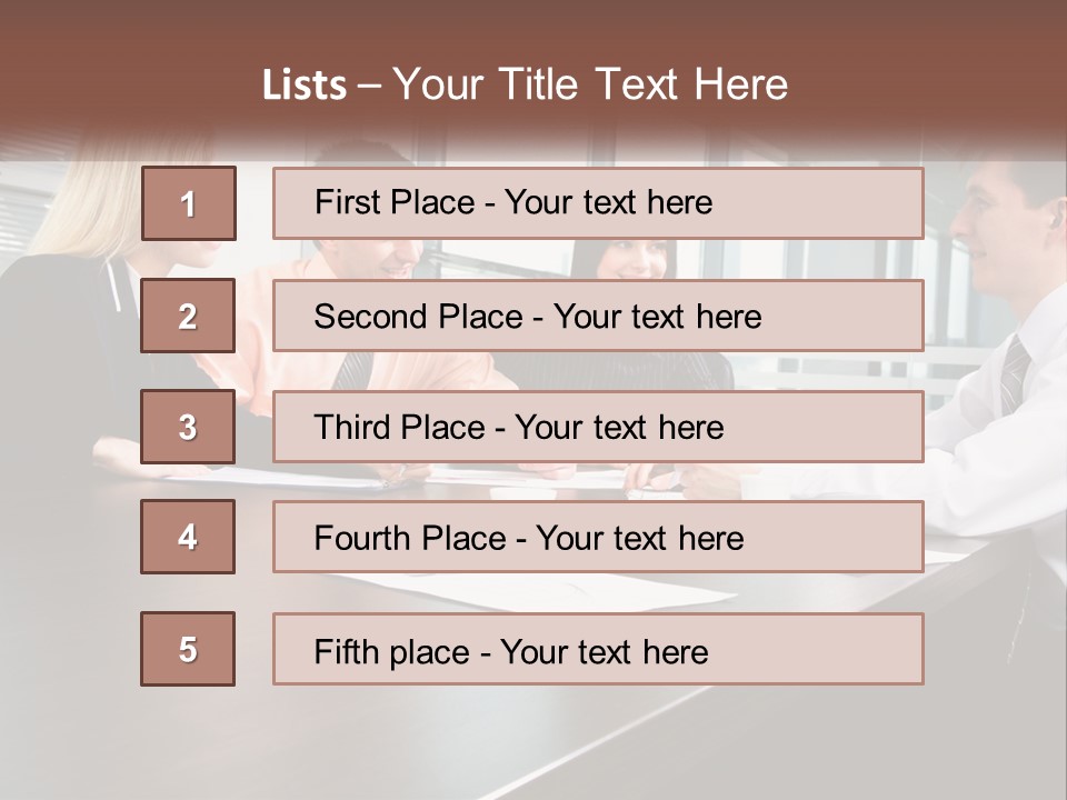 A Group Of Business People Sitting Around A Conference Table PowerPoint Template
