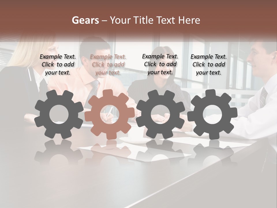 A Group Of Business People Sitting Around A Conference Table PowerPoint Template