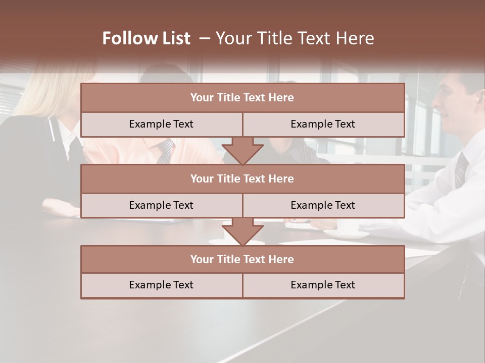 A Group Of Business People Sitting Around A Conference Table PowerPoint Template