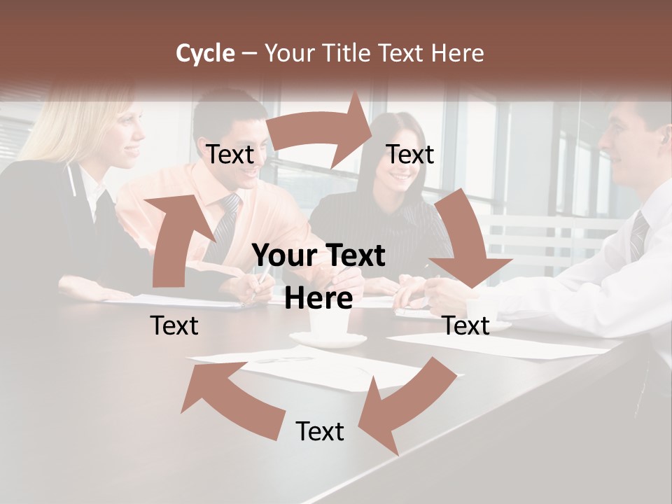 A Group Of Business People Sitting Around A Conference Table PowerPoint Template