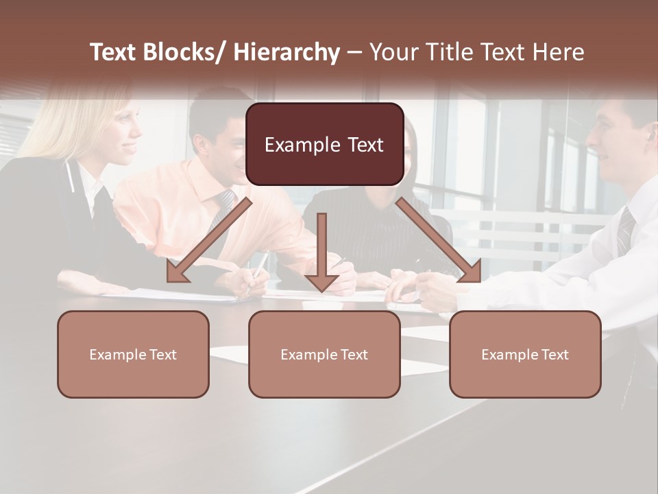 A Group Of Business People Sitting Around A Conference Table PowerPoint Template