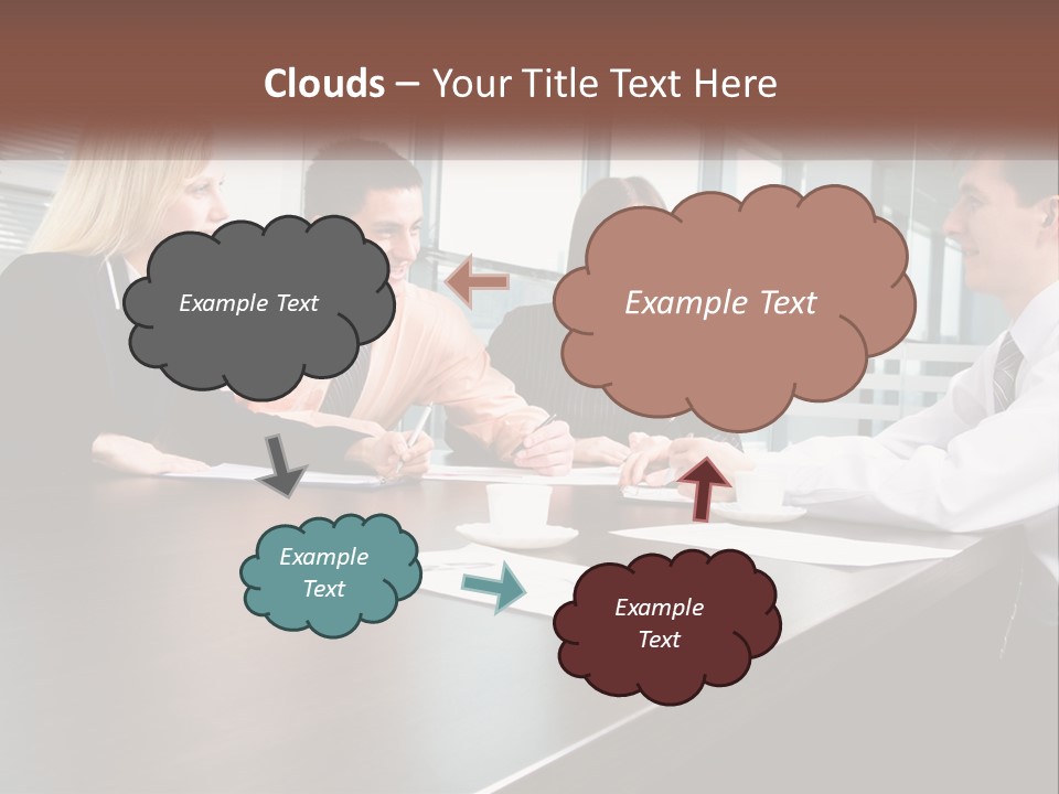 A Group Of Business People Sitting Around A Conference Table PowerPoint Template