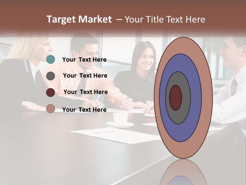 A Group Of Business People Sitting Around A Conference Table PowerPoint Template