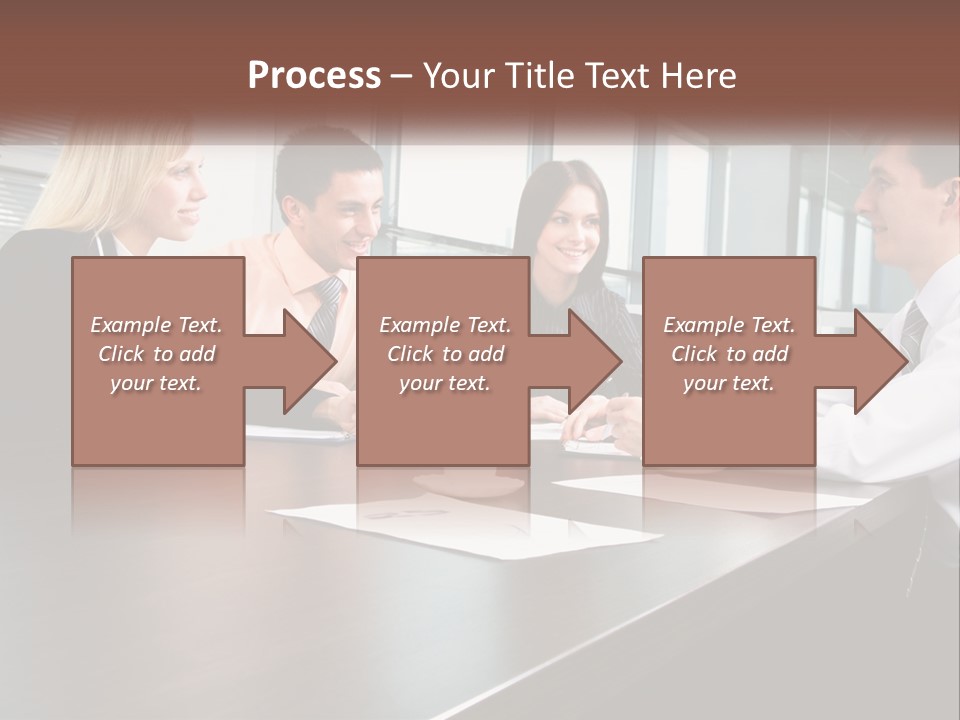 A Group Of Business People Sitting Around A Conference Table PowerPoint Template