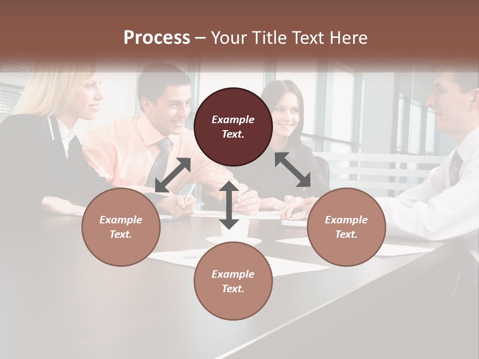 A Group Of Business People Sitting Around A Conference Table PowerPoint Template