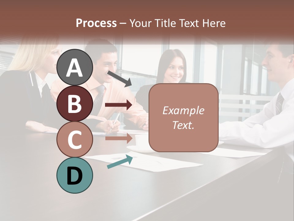 A Group Of Business People Sitting Around A Conference Table PowerPoint Template