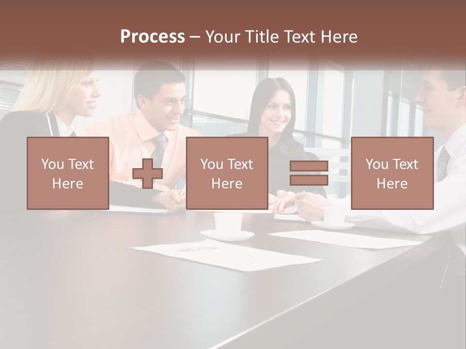 A Group Of Business People Sitting Around A Conference Table PowerPoint Template