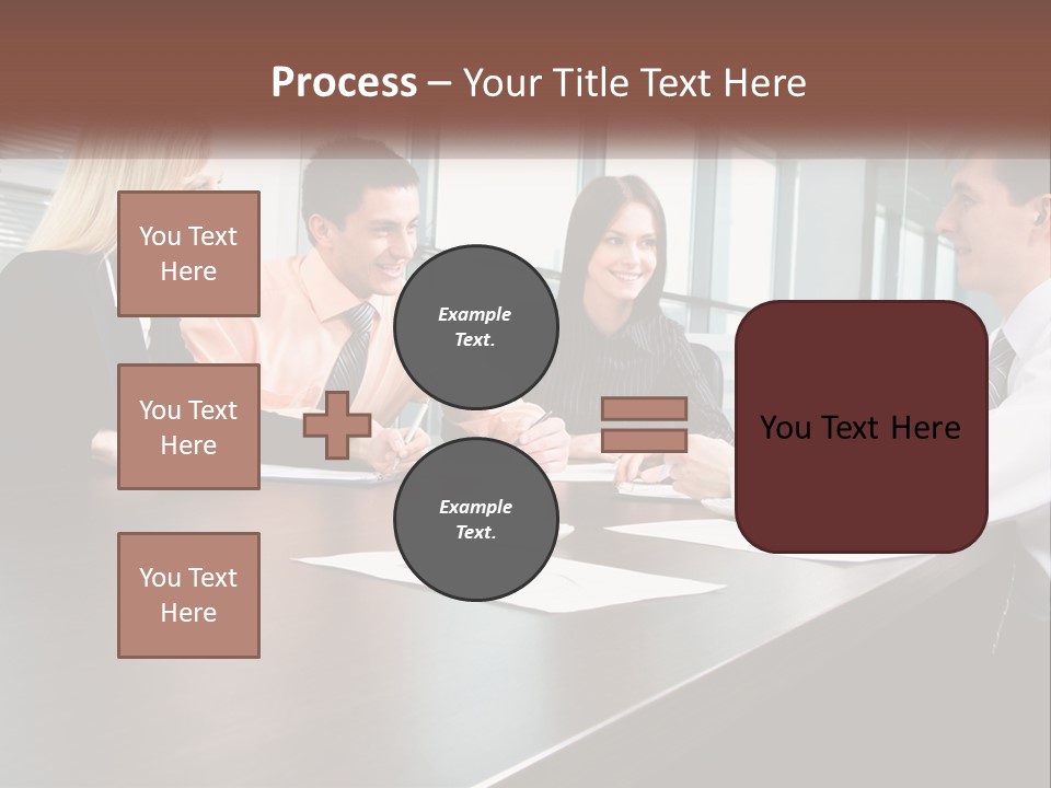 A Group Of Business People Sitting Around A Conference Table PowerPoint Template