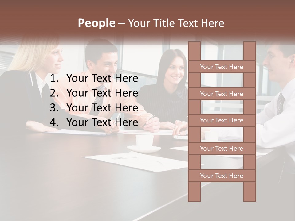 A Group Of Business People Sitting Around A Conference Table PowerPoint Template