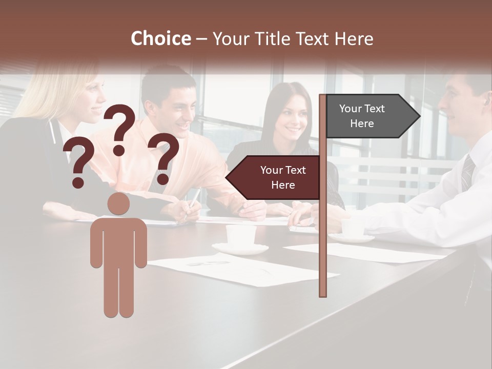 A Group Of Business People Sitting Around A Conference Table PowerPoint Template