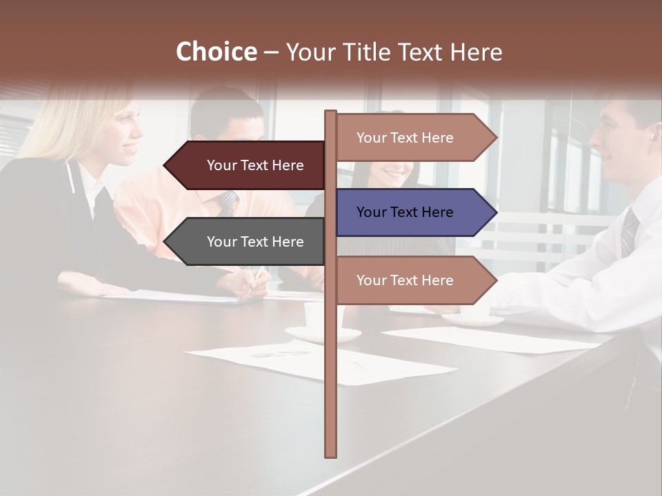 A Group Of Business People Sitting Around A Conference Table PowerPoint Template