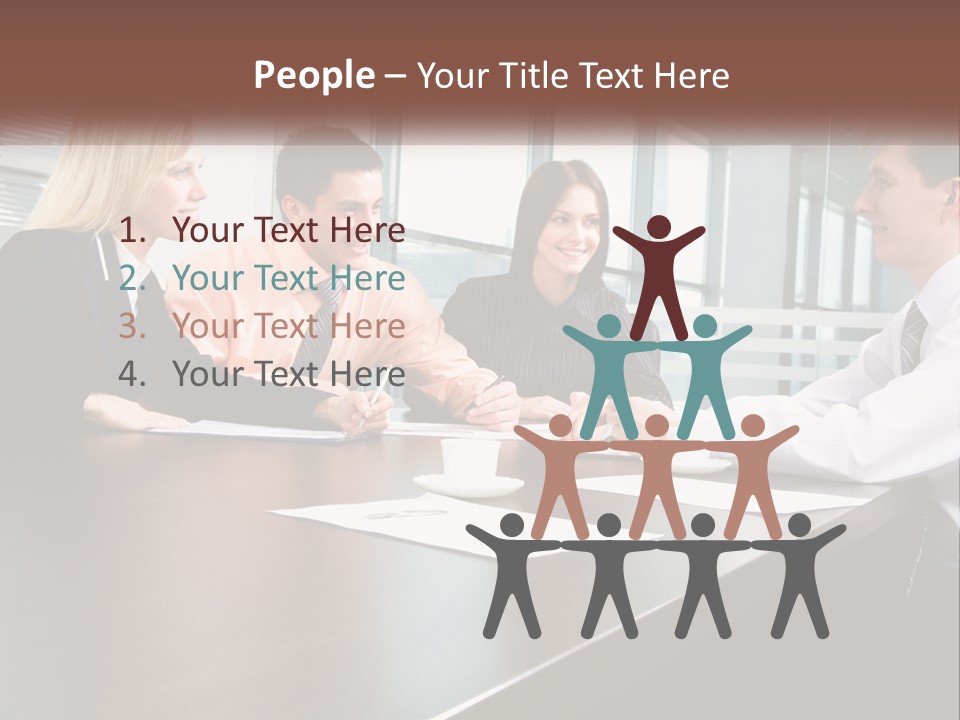 A Group Of Business People Sitting Around A Conference Table PowerPoint Template