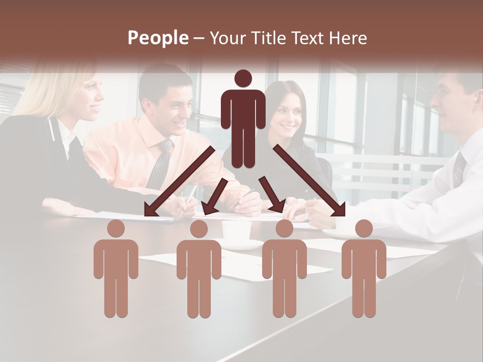 A Group Of Business People Sitting Around A Conference Table PowerPoint Template