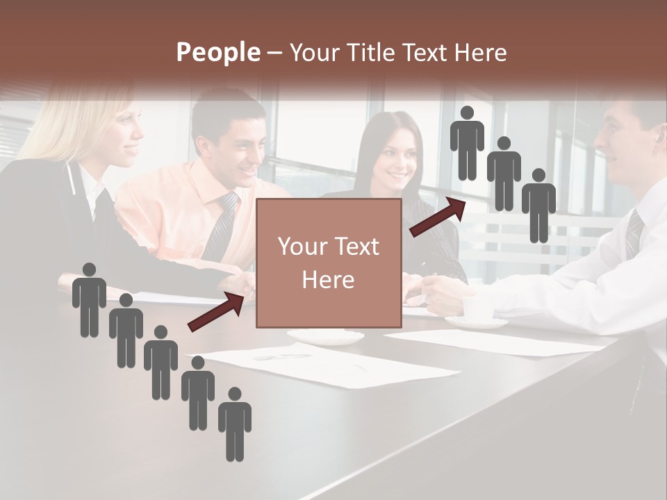 A Group Of Business People Sitting Around A Conference Table PowerPoint Template