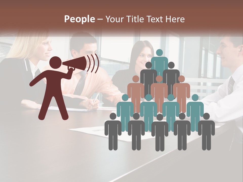 A Group Of Business People Sitting Around A Conference Table PowerPoint Template