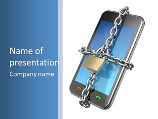 A Cell Phone With A Padlock Attached To It PowerPoint Template