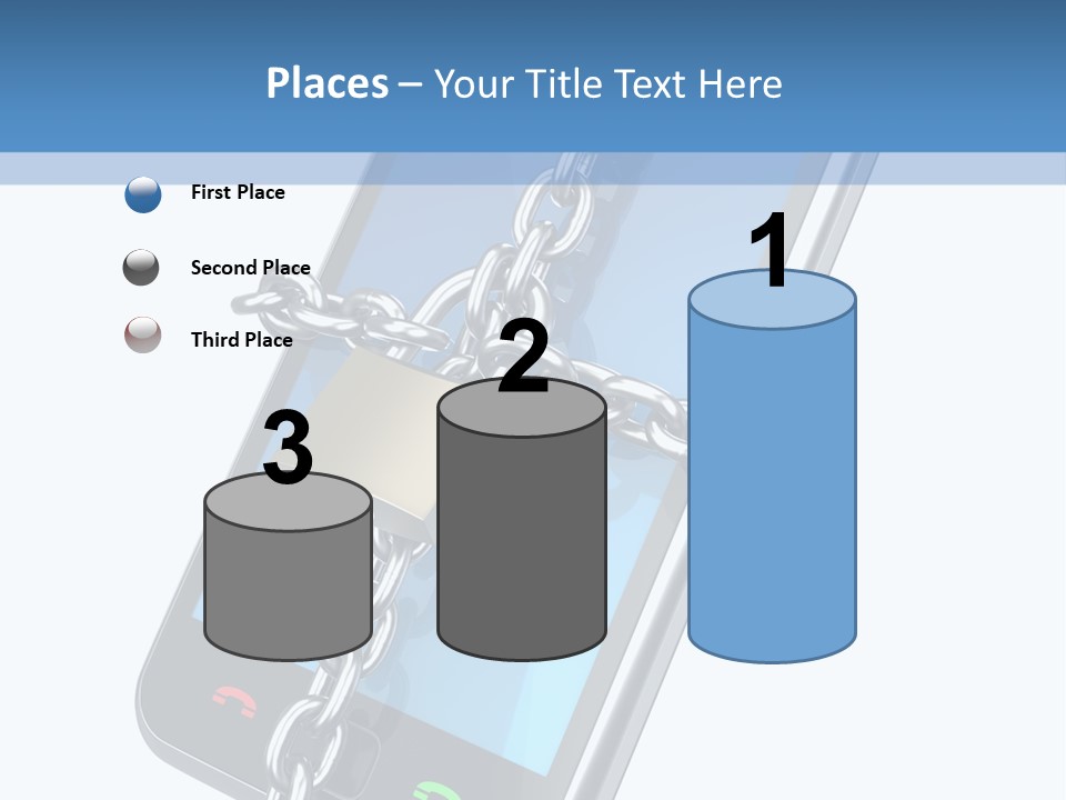 A Cell Phone With A Padlock Attached To It PowerPoint Template