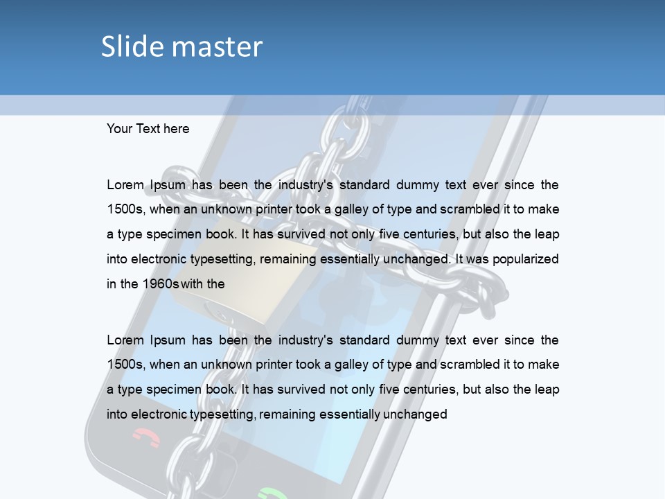 A Cell Phone With A Padlock Attached To It PowerPoint Template
