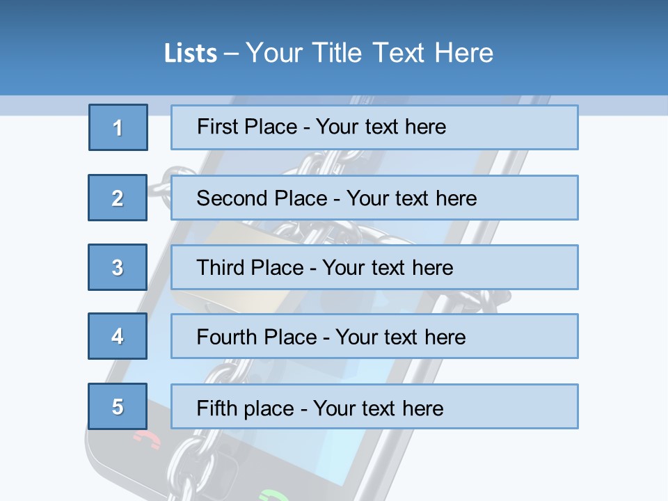 A Cell Phone With A Padlock Attached To It PowerPoint Template