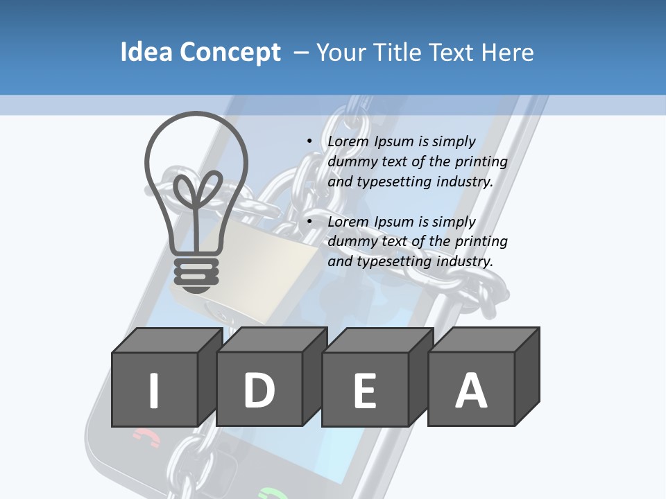 A Cell Phone With A Padlock Attached To It PowerPoint Template