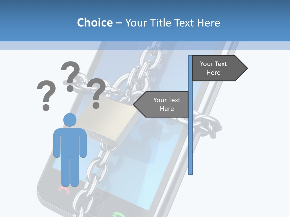 A Cell Phone With A Padlock Attached To It PowerPoint Template
