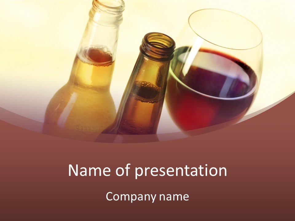 Two Bottles Of Wine And A Glass Of Wine On A Table PowerPoint Template
