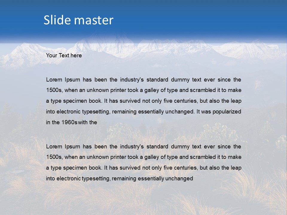 A Mountain Range With Snow Capped Mountains In The Background PowerPoint Template