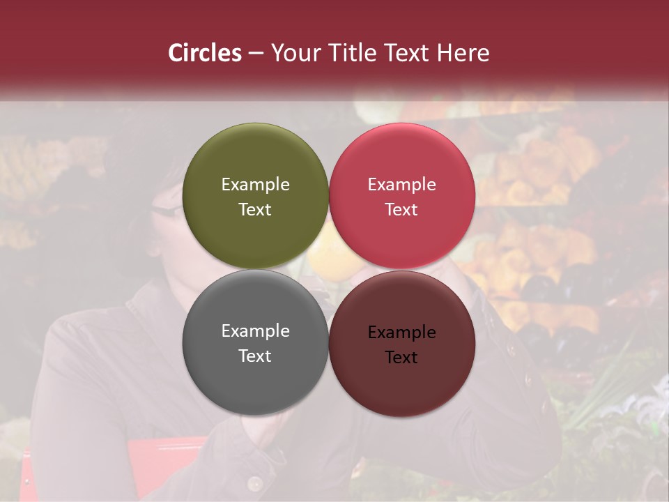 A Woman Holding An Orange In Front Of A Display Of Fruit PowerPoint Template