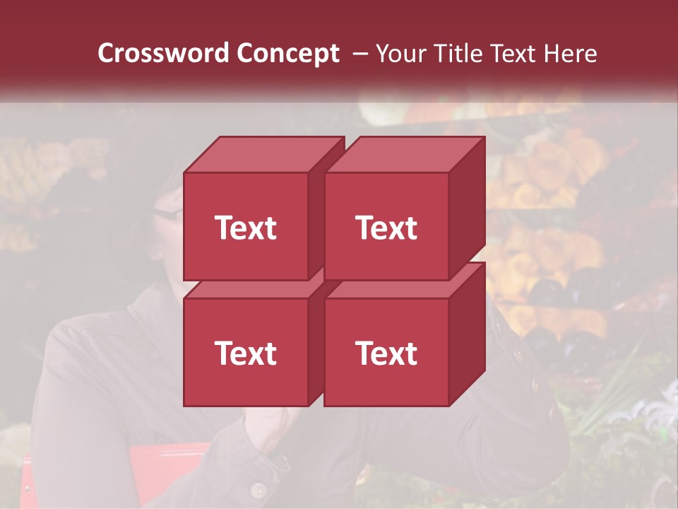 A Woman Holding An Orange In Front Of A Display Of Fruit PowerPoint Template