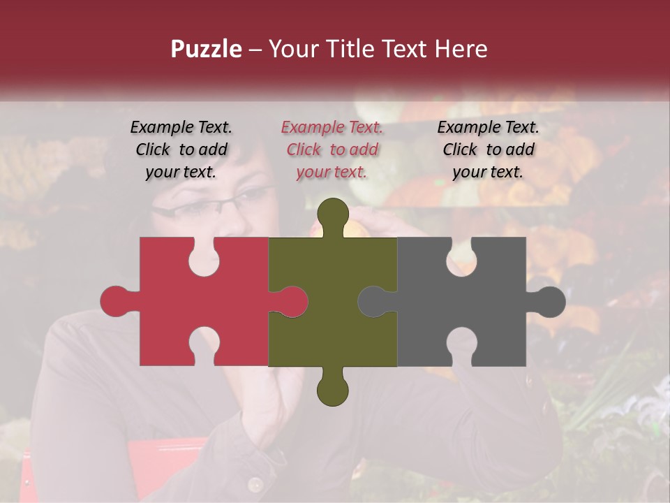 A Woman Holding An Orange In Front Of A Display Of Fruit PowerPoint Template