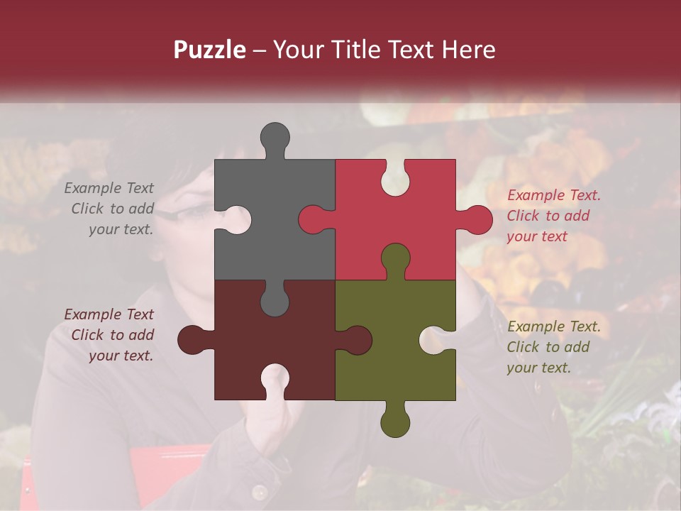 A Woman Holding An Orange In Front Of A Display Of Fruit PowerPoint Template