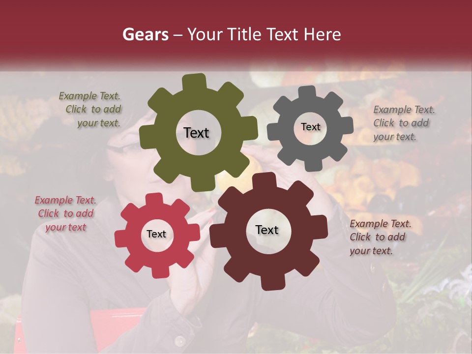 A Woman Holding An Orange In Front Of A Display Of Fruit PowerPoint Template