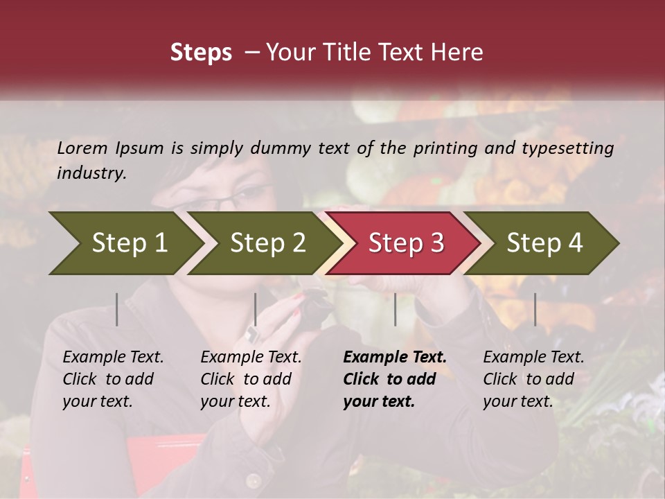 A Woman Holding An Orange In Front Of A Display Of Fruit PowerPoint Template