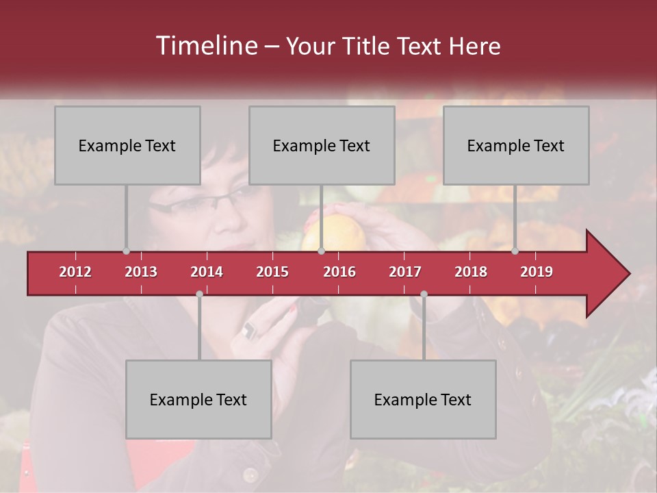 A Woman Holding An Orange In Front Of A Display Of Fruit PowerPoint Template