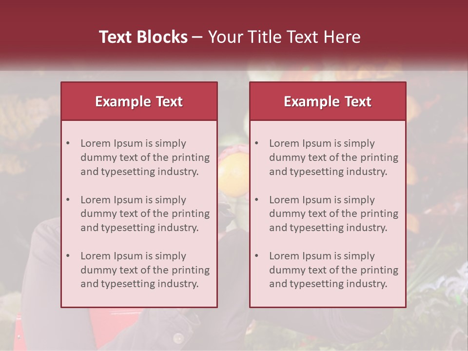A Woman Holding An Orange In Front Of A Display Of Fruit PowerPoint Template
