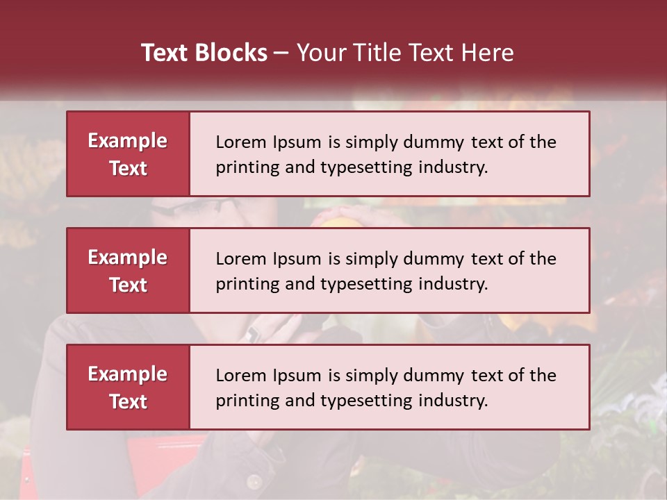 A Woman Holding An Orange In Front Of A Display Of Fruit PowerPoint Template