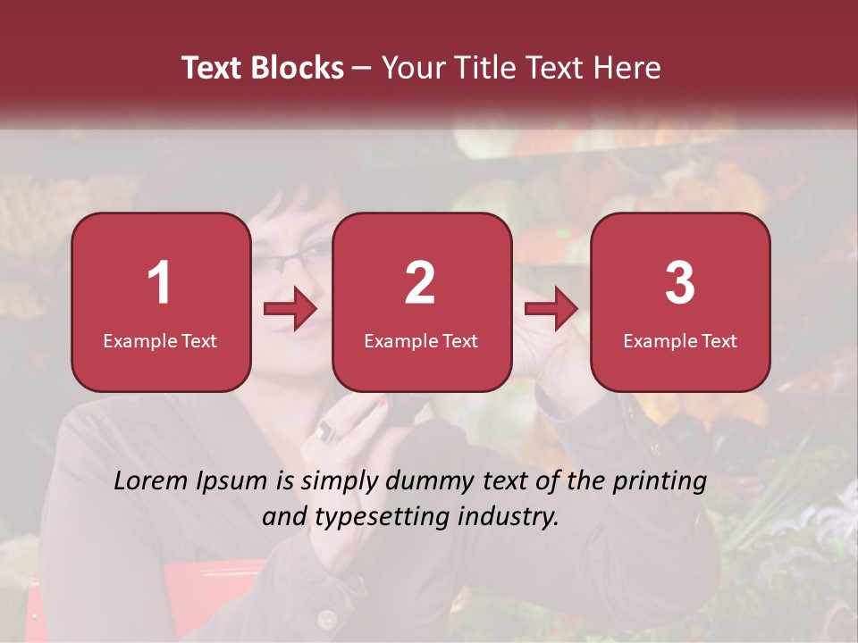 A Woman Holding An Orange In Front Of A Display Of Fruit PowerPoint Template