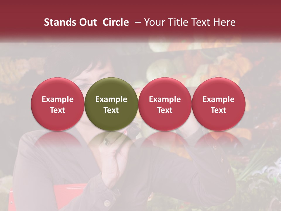 A Woman Holding An Orange In Front Of A Display Of Fruit PowerPoint Template