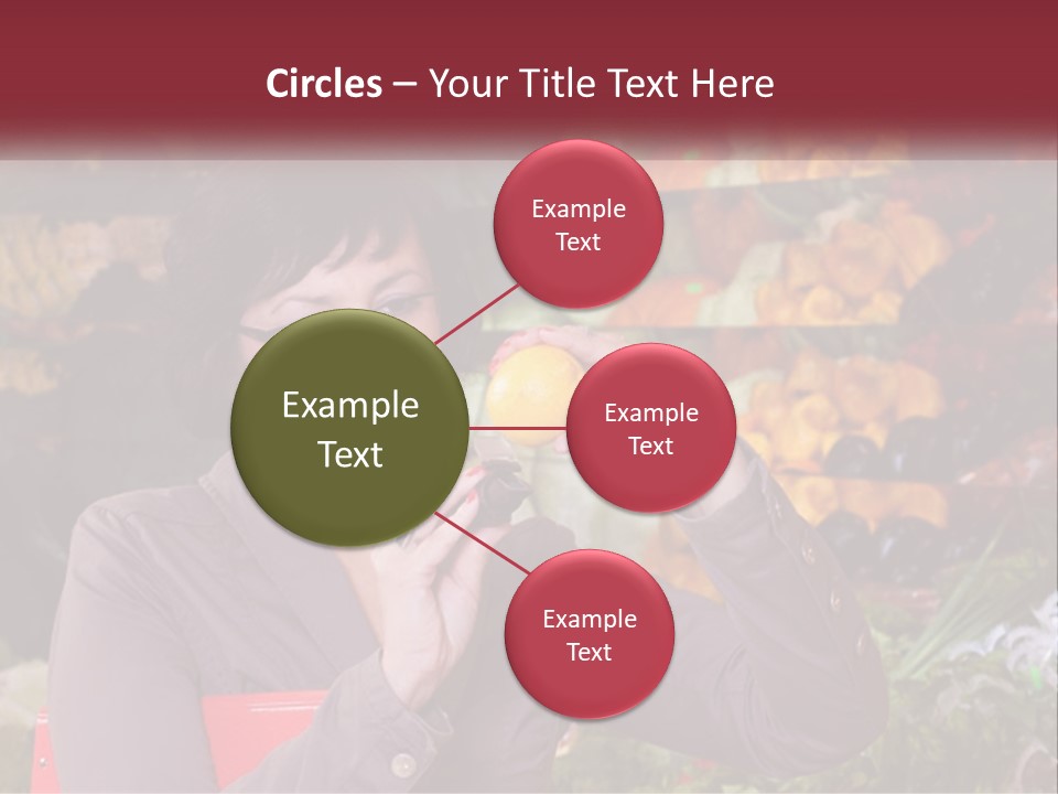 A Woman Holding An Orange In Front Of A Display Of Fruit PowerPoint Template