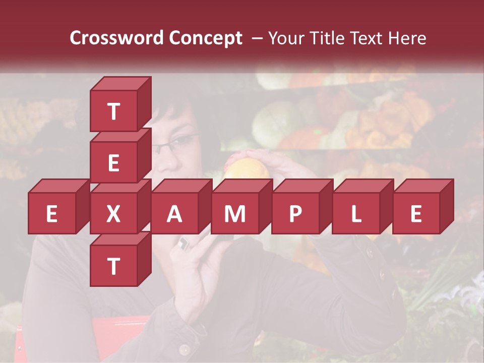 A Woman Holding An Orange In Front Of A Display Of Fruit PowerPoint Template