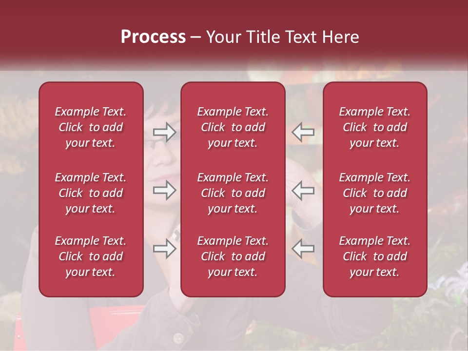 A Woman Holding An Orange In Front Of A Display Of Fruit PowerPoint Template