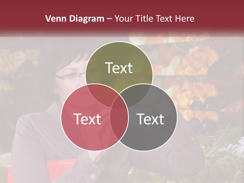 A Woman Holding An Orange In Front Of A Display Of Fruit PowerPoint Template