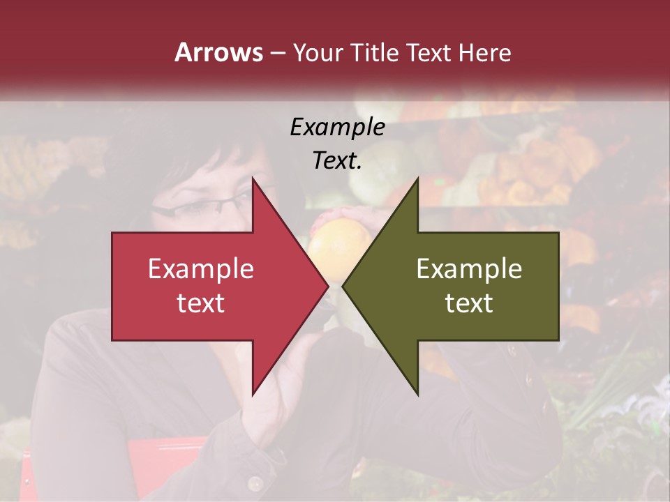 A Woman Holding An Orange In Front Of A Display Of Fruit PowerPoint Template