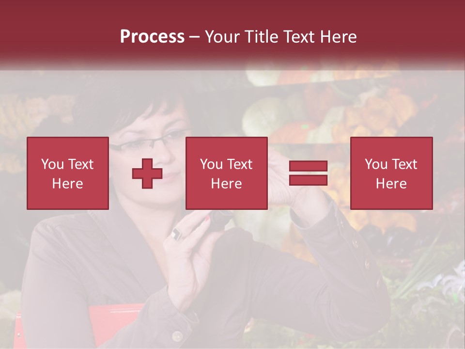 A Woman Holding An Orange In Front Of A Display Of Fruit PowerPoint Template