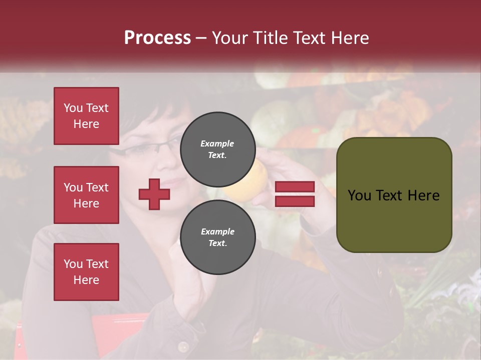 A Woman Holding An Orange In Front Of A Display Of Fruit PowerPoint Template