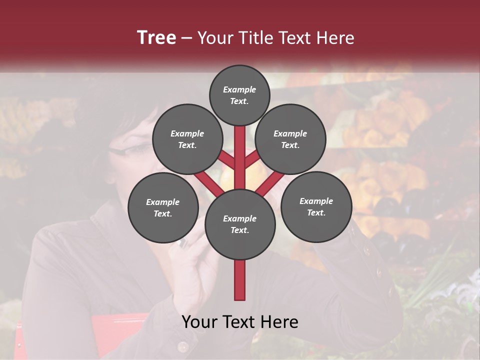 A Woman Holding An Orange In Front Of A Display Of Fruit PowerPoint Template